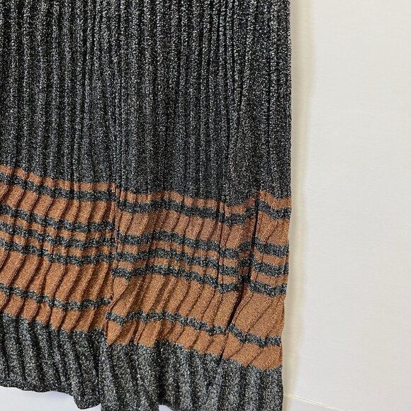 Sandro Paris Metallic Striped Midi Skirt Size 1 US Size SMALL Gray Silver - Picture 7 of 7